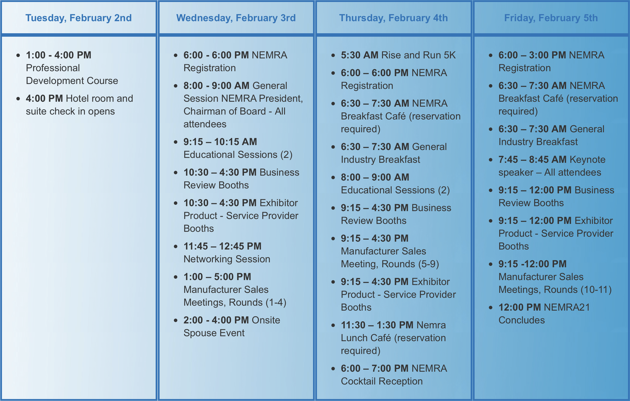 schedule