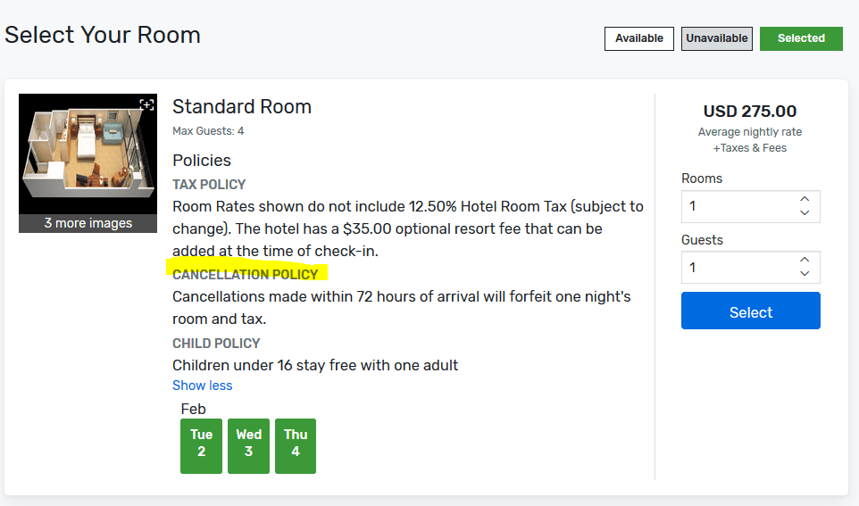 standard room
